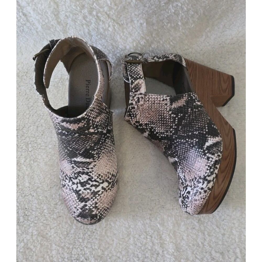 Pierre Dumas Ponce-1 Womens Size 8.5 Snake Print Heeled Shoes Cutout Side Buckle